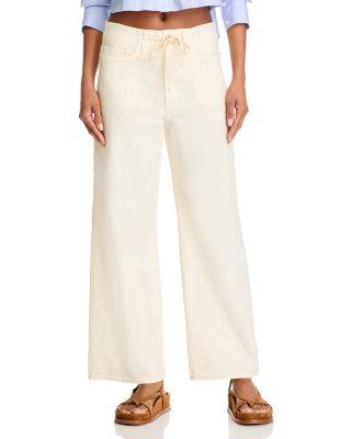 Ari High Rise Drawstring Wide Leg Jeans in Quartz Sand by PAIGE