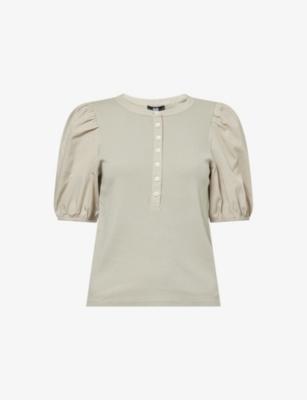 Brandy Puff-Sleeve Rib-Knit Cotton Top by PAIGE