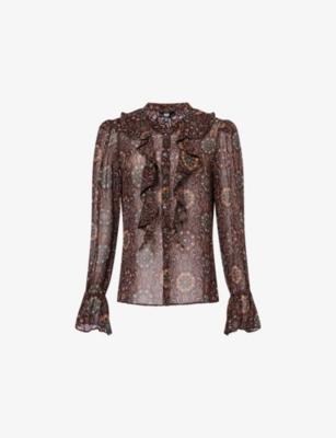 Claude Frill-Neck Silk Blouse by PAIGE