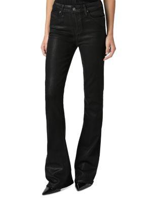 Laurel Canyon High Rise Coated Bootcut Jeans in Black Fog by PAIGE