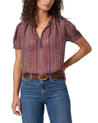 Marsala Silk Split Neck Top by PAIGE