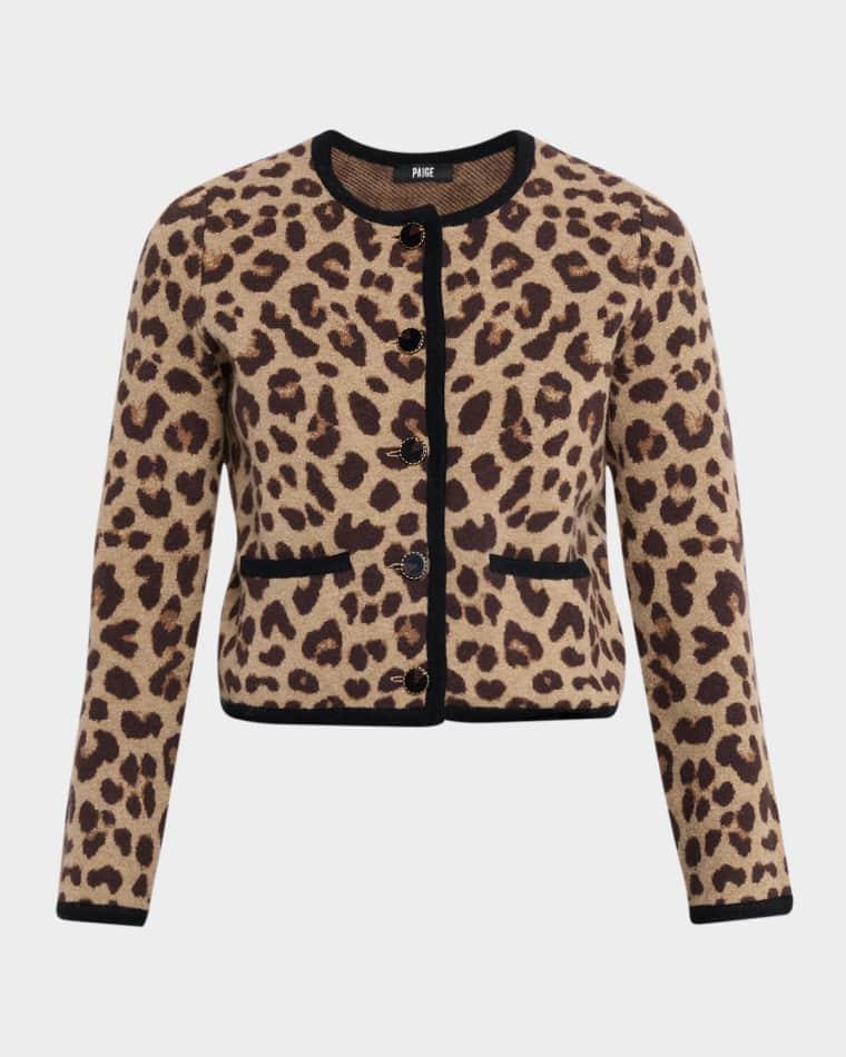 Oberon Leopard Merino Wool Cardigan by PAIGE