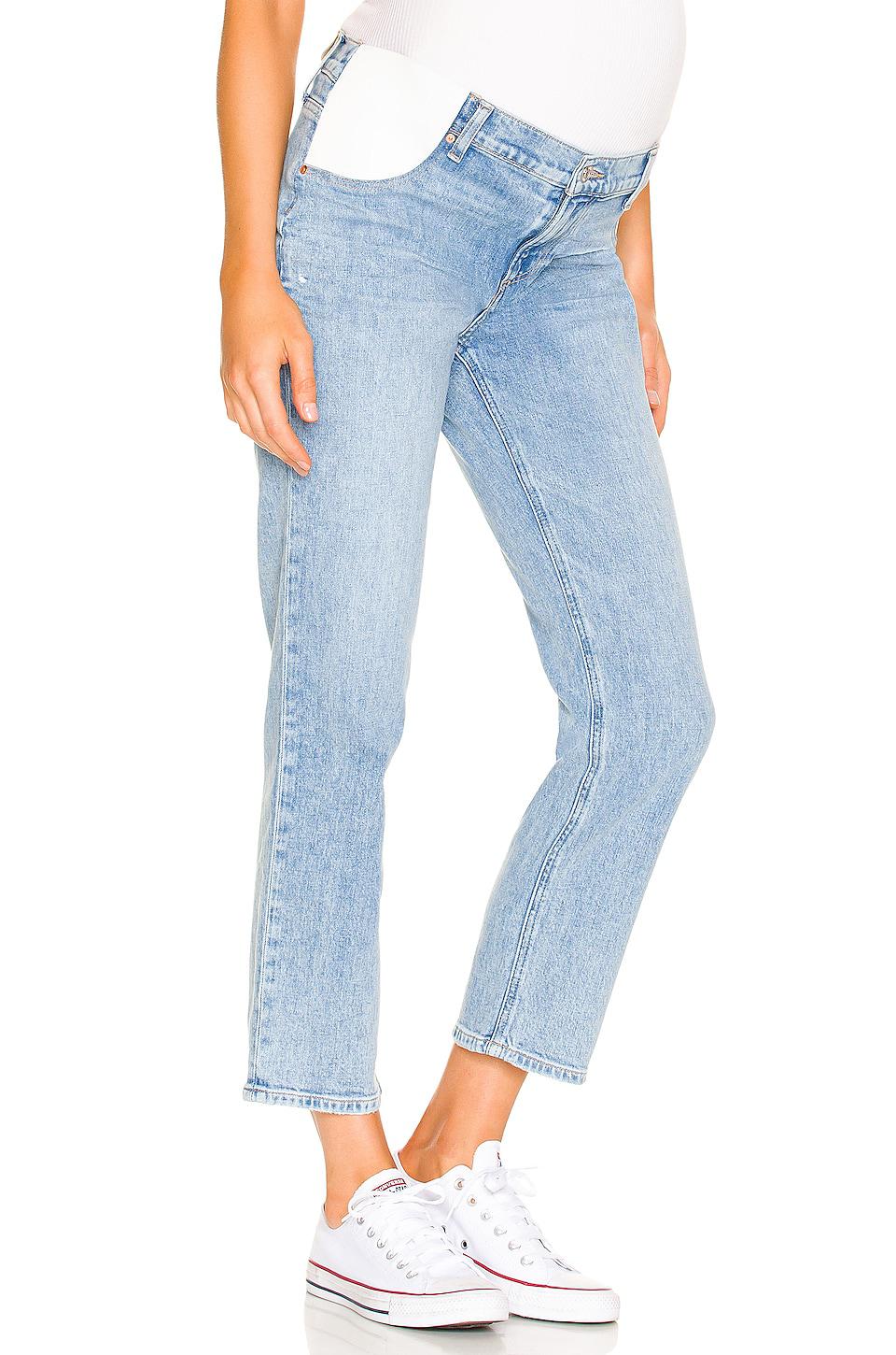 PAIGE Maternity Noella Straight Jeans in Denim-Light by PAIGE