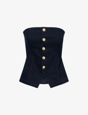 Ronan Bandeau Stretch-Denim Top by PAIGE