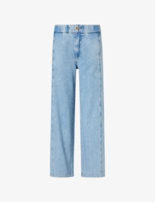 Rumi Petite Wide-Leg Cotton-Blend Denim Jeans by PAIGE