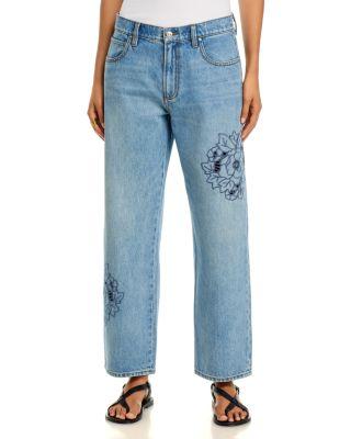 Rylann High Rise Ankle Straight Jeans in Sail On Embroidered by PAIGE