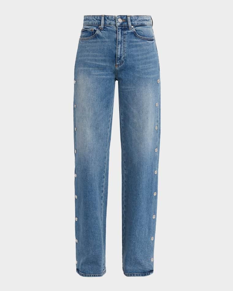 Sarah Wide-Leg Jeans with Side Snaps by PAIGE