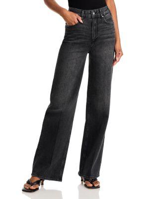Sasha High Rise Wide Leg Jeans in Viper Black Distressed by PAIGE