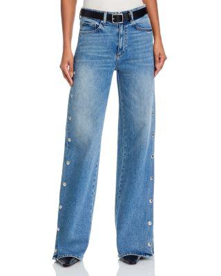 Sasha High Rise Wide Leg Jeans with Side Snaps in Cruising by PAIGE