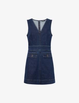 Sylvia V-Neck Denim Mini Dress by PAIGE
