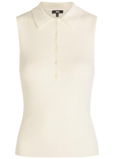 Vest ribbed cotton-blend polo top by PAIGE