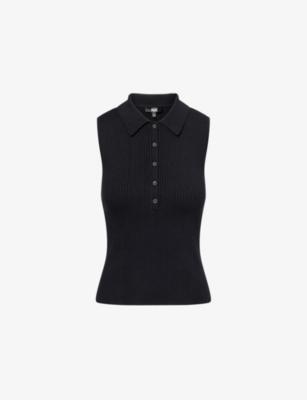 Vesta Polo-Collar Ribbed Knitted Top by PAIGE