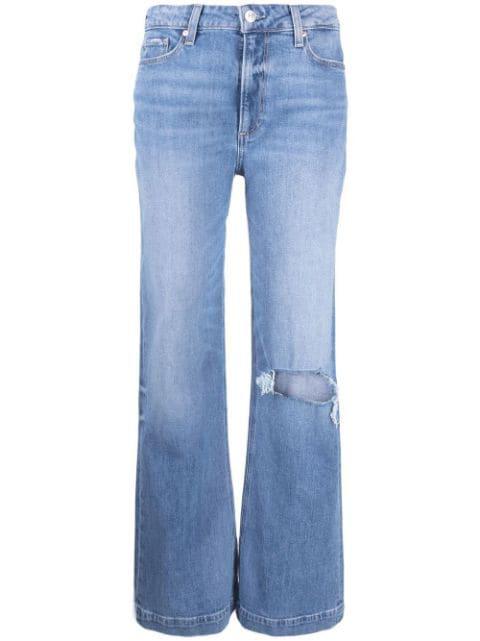 distressed straight-line jeans by PAIGE