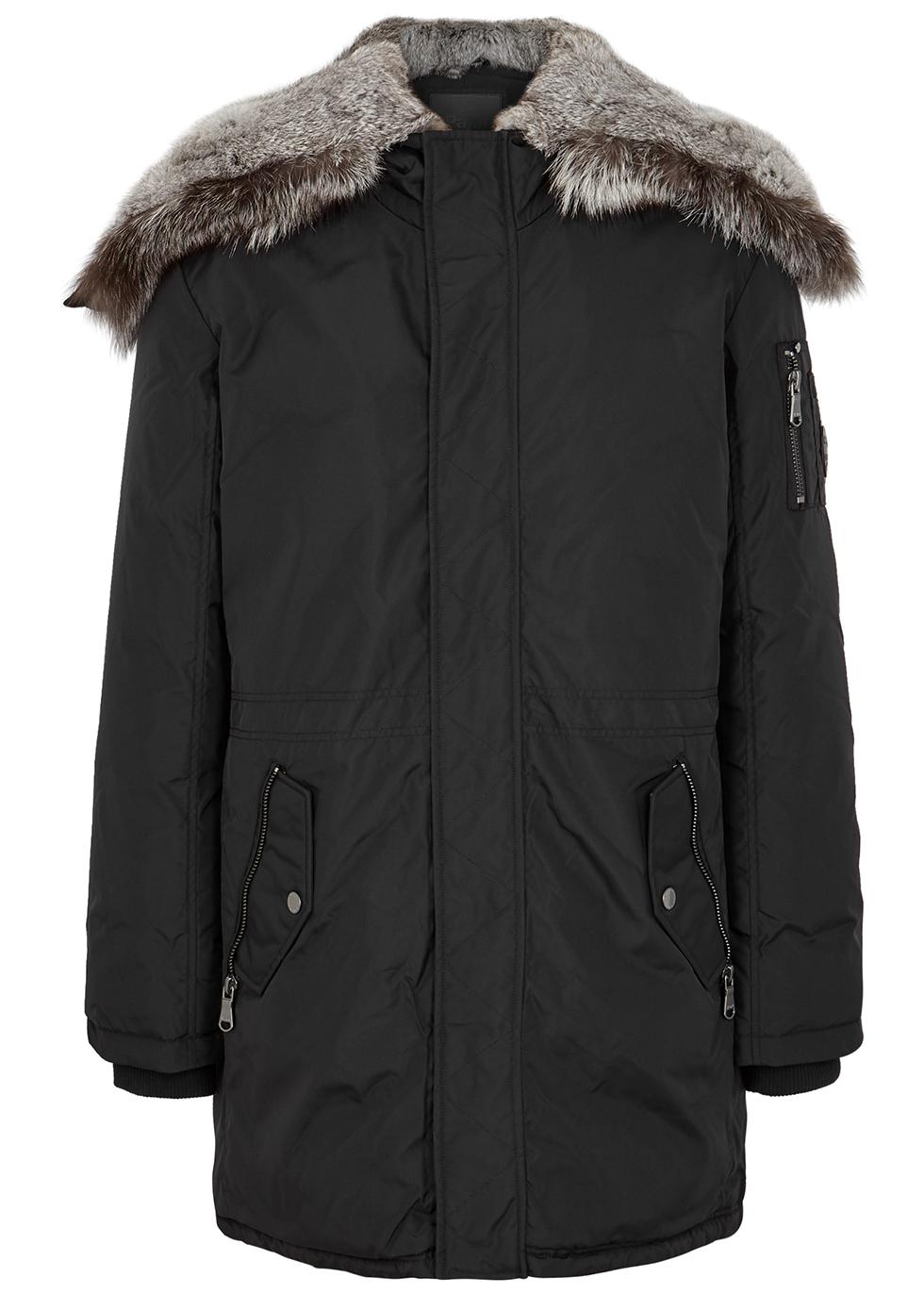 Mick black fur-trimmed parka by PAJAR