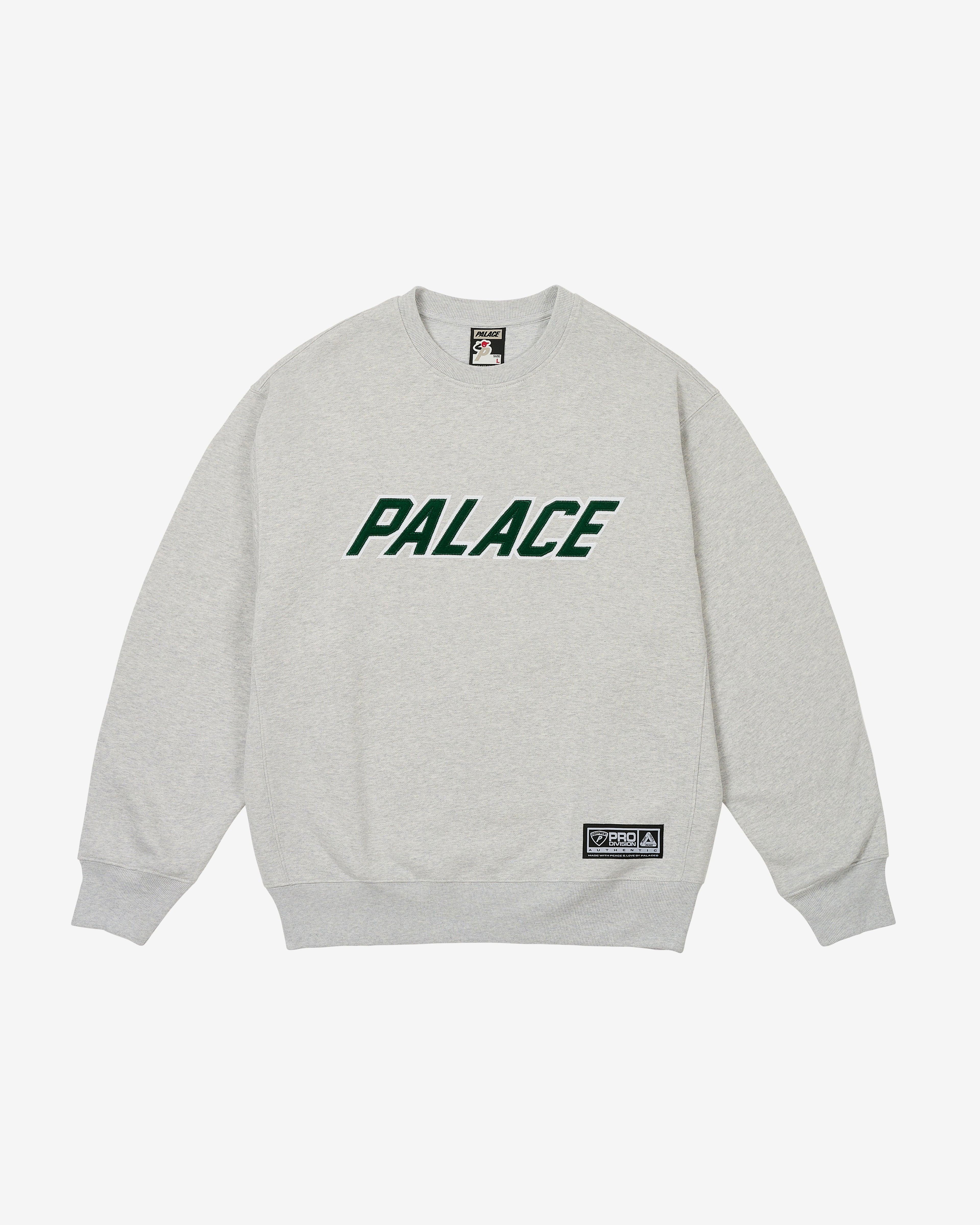 Palace - Men's Applique Team Crew - (Grey Marl) by PALACE