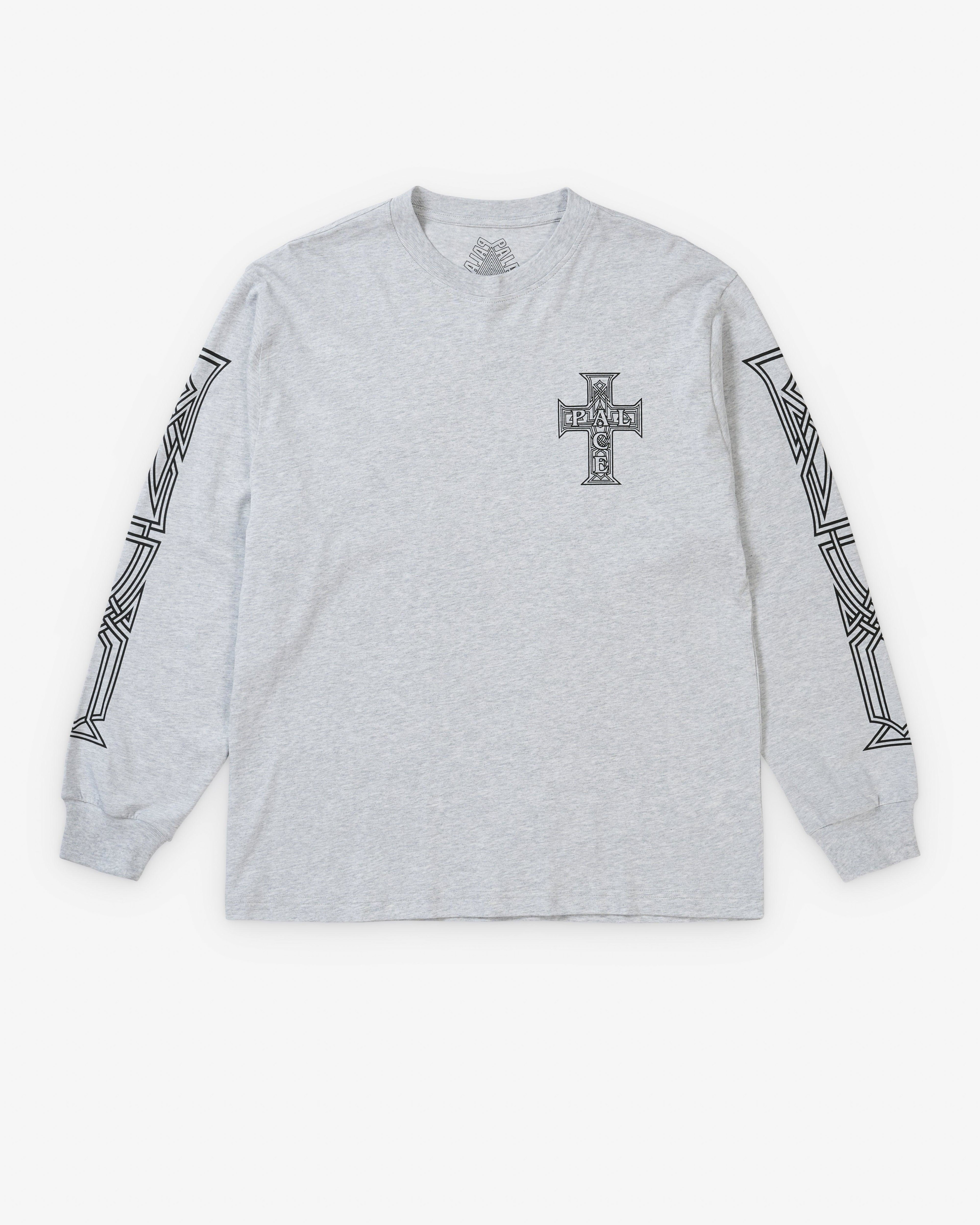 Palace - Men's Y So Cross Longsleeve - (Grey Marl) by PALACE