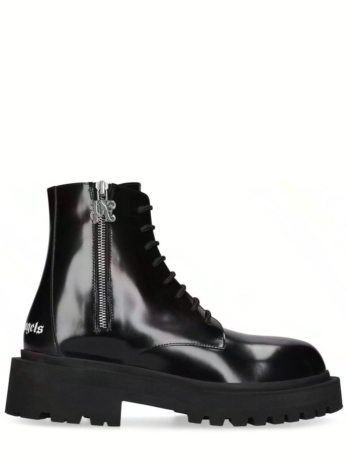 50mm Leather Combat Boots by PALM ANGELS