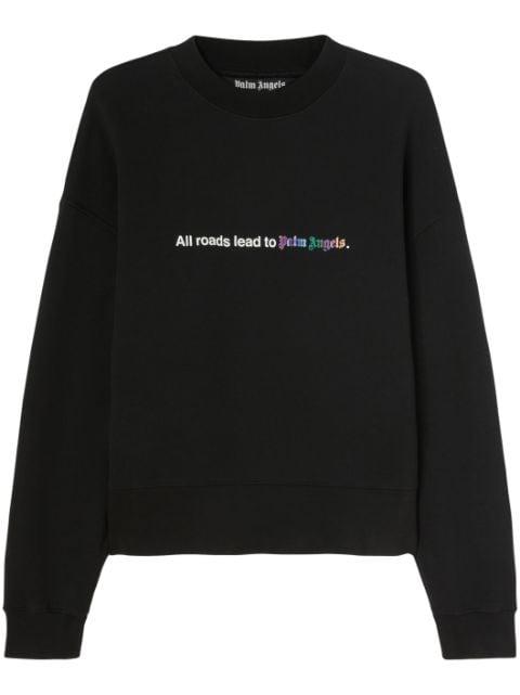 All Roads slogan-print cotton sweatshirt by PALM ANGELS