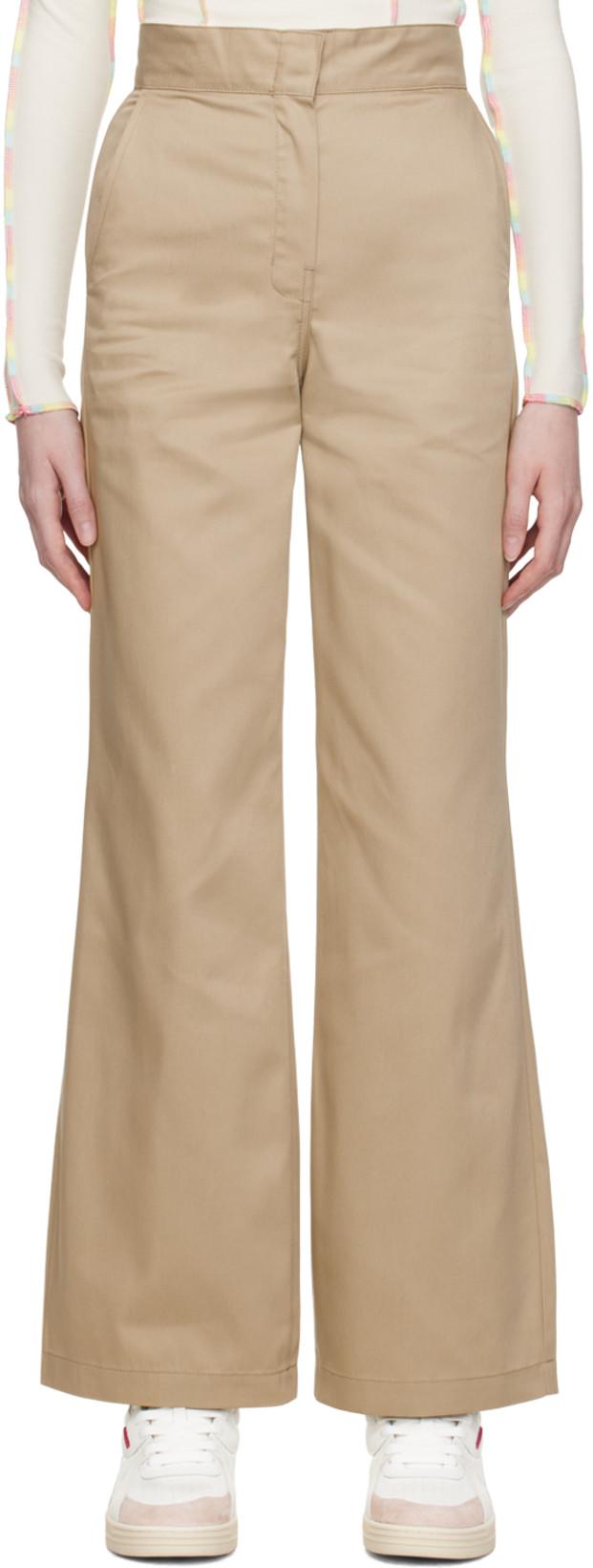 Beige Reversed Waistband Trousers by PALM ANGELS