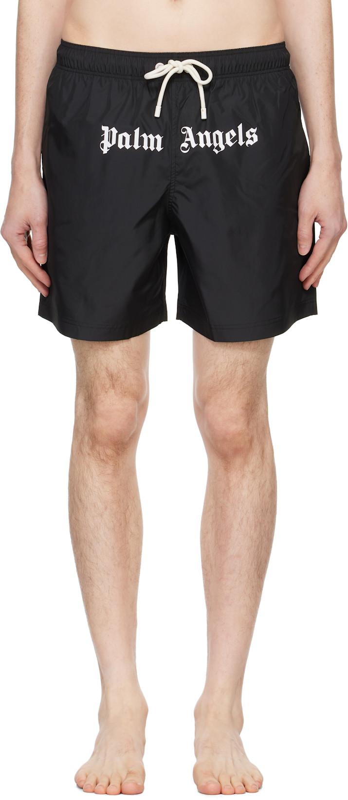 Black Classic Logo Swim Shorts by PALM ANGELS