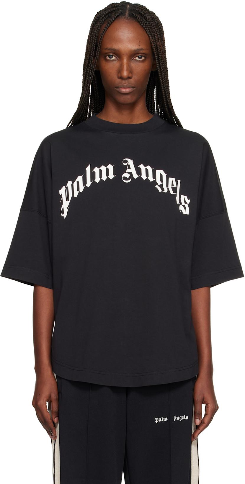 Black Curved Logo Over T-shirt by PALM ANGELS