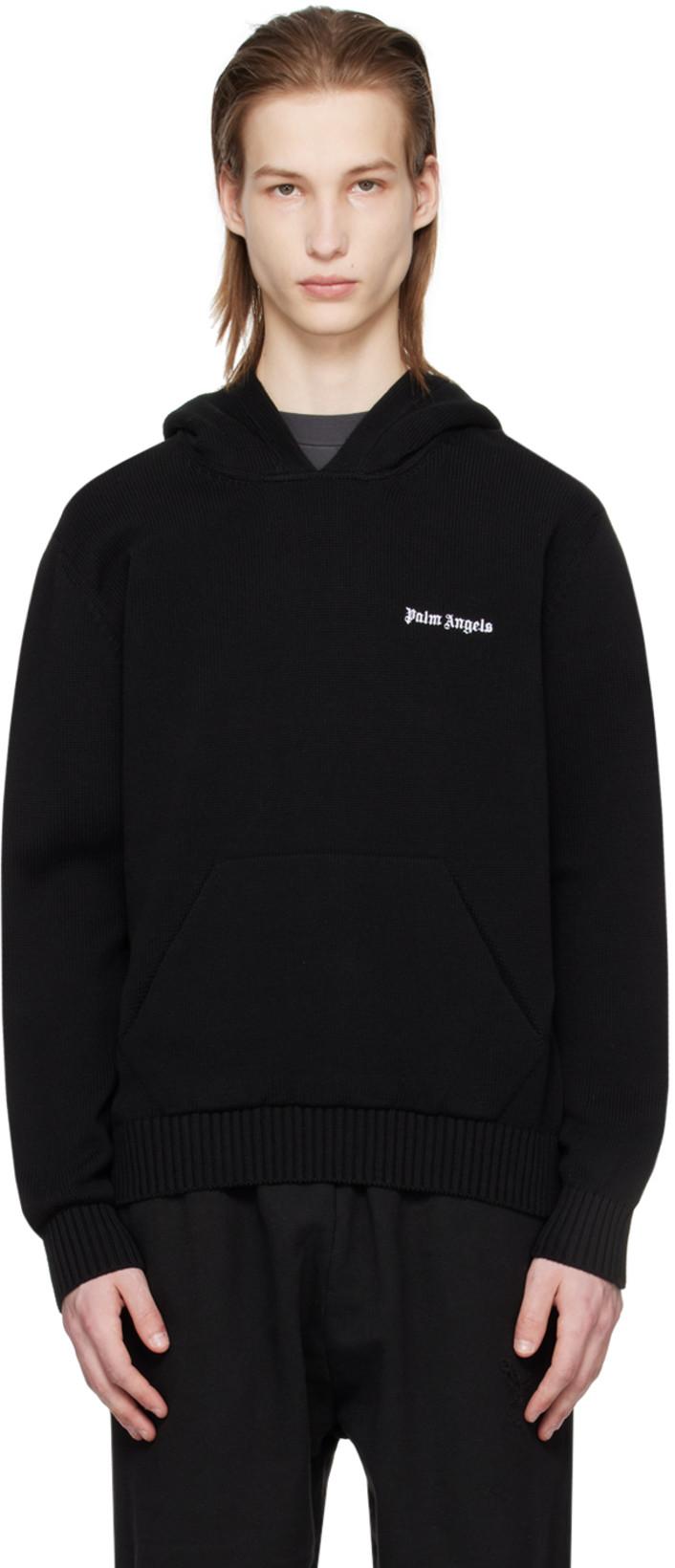 Black Embroidered Hoodie by PALM ANGELS