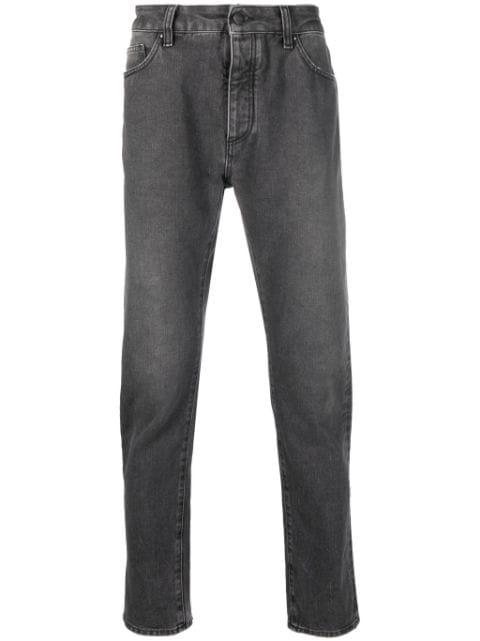 Black Logo Print Straight Leg Jeans by PALM ANGELS
