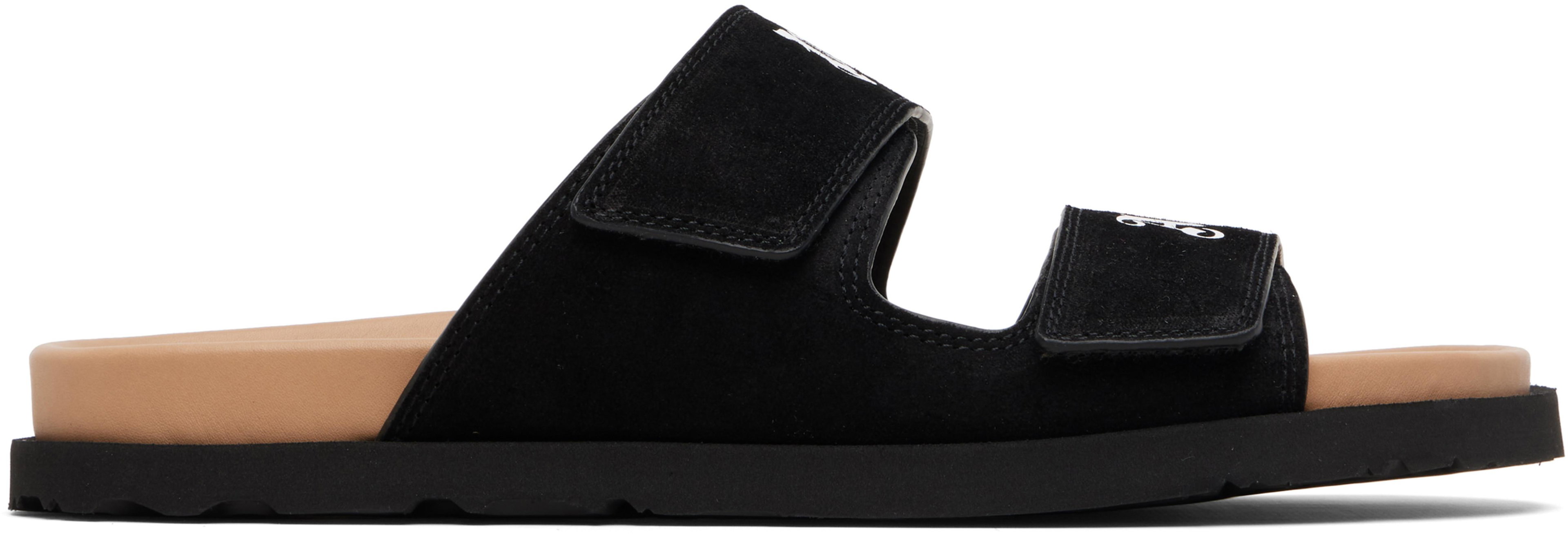 Black Logo Suede Sandals by PALM ANGELS