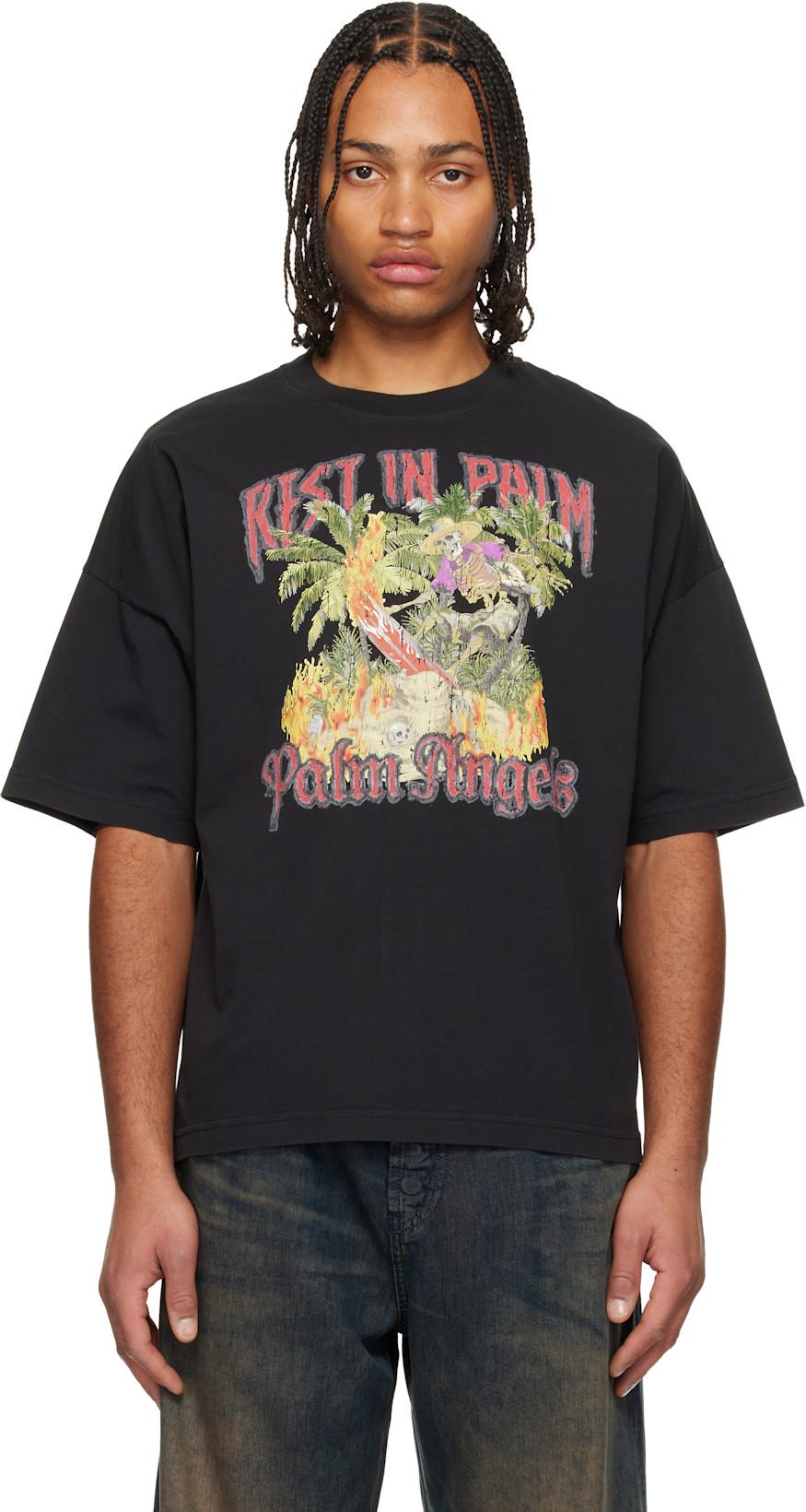 Black 'Rest In Palm' Loose T-shirt by PALM ANGELS Black 'Rest In Palm' Loose T-shirt by PALM ANGELS