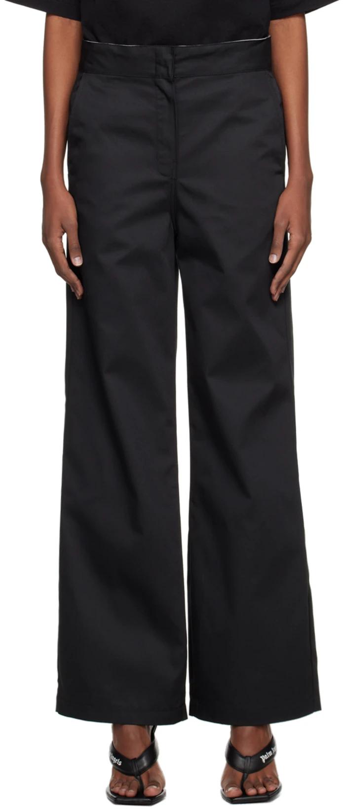 Black Reversed Waistband Trousers by PALM ANGELS