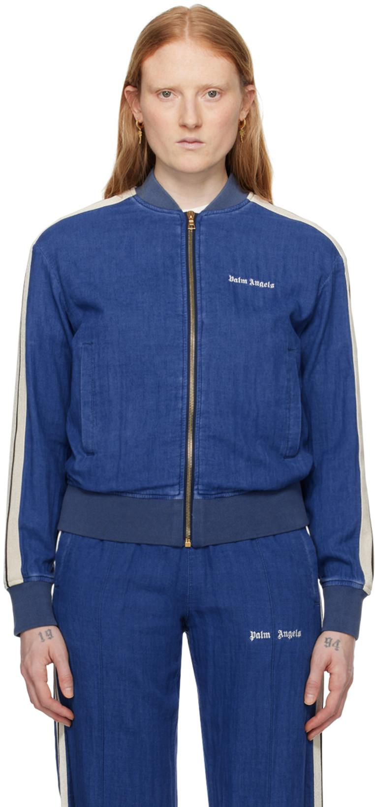 Blue Embroidered Track Jacket by PALM ANGELS