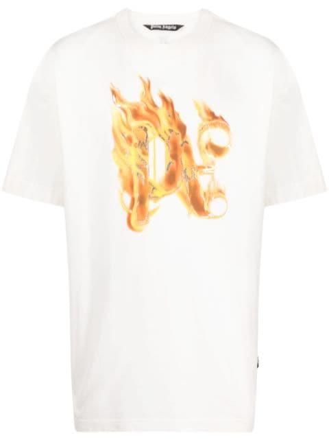 Burning monogram-print T-shirt by PALM ANGELS
