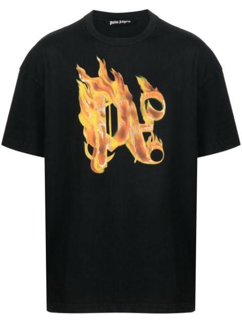 Burning monogram-print T-shirt by PALM ANGELS