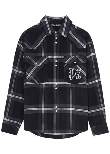 Checked logo flannel overshirt by PALM ANGELS