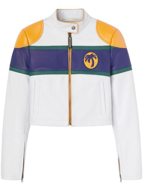 Classic logo leather biker jacket by PALM ANGELS