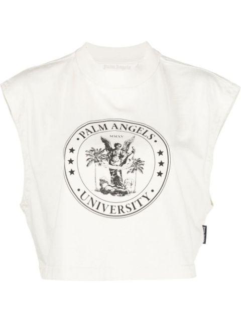 College logo-print muscle T-shirt by PALM ANGELS
