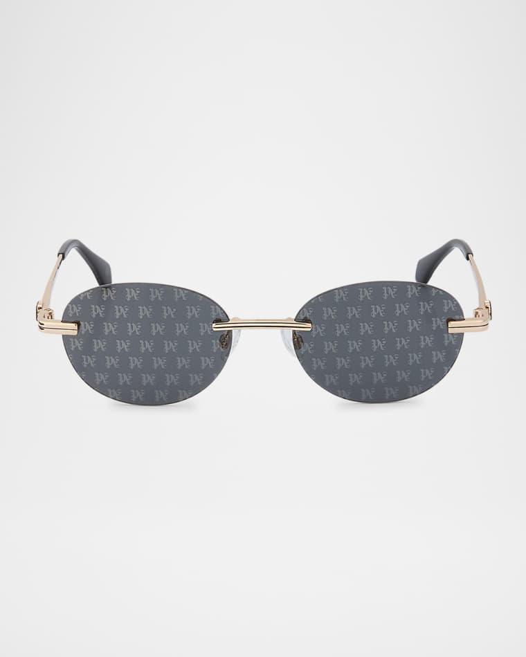Crystal Metal Oval Sunglasses by PALM ANGELS
