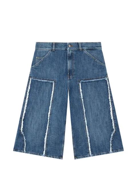 Curved logo denim skater shorts by PALM ANGELS