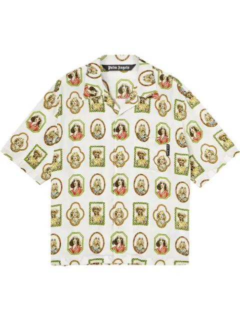 Dog graphic-print bowling shirt by PALM ANGELS