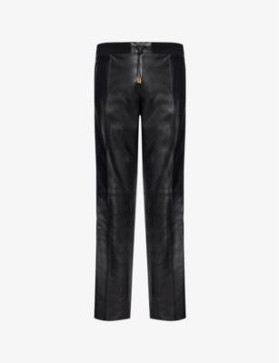 Drawstring-waist straight-leg leather jogging bottoms by PALM ANGELS