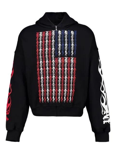 Flames Flag zip-up hoodie by PALM ANGELS