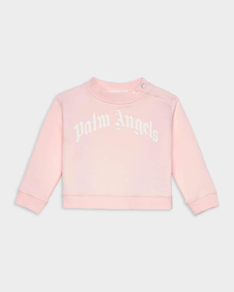Girl's Curved Logo Cotton Sweatshirt, Size 3M-36M by PALM ANGELS