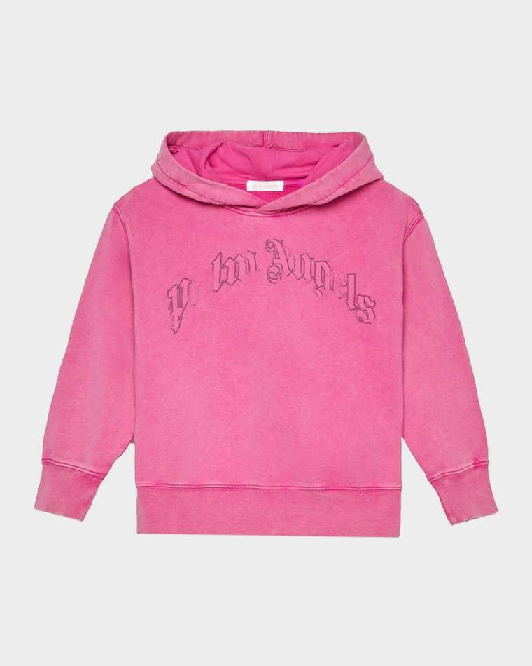 Girl's Faded Curved Logo Hoodie, Size 4-12 by PALM ANGELS
