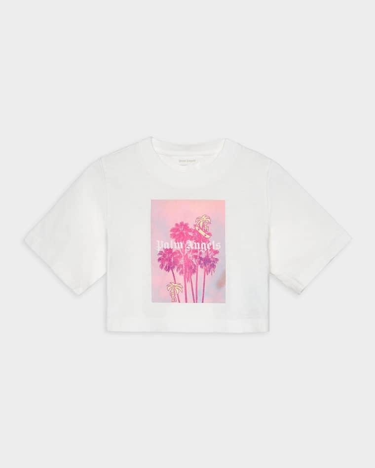 Girl's Palms Landscape Cropped T-Shirt, Size 4-12 by PALM ANGELS