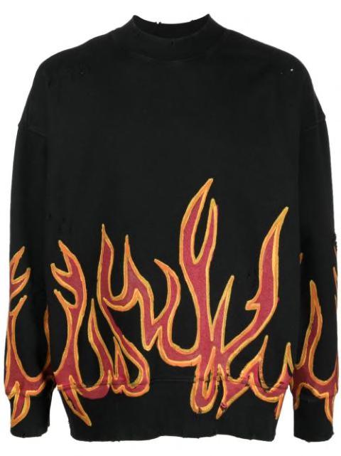 Graffiti Flames distressed sweatshirt by PALM ANGELS
