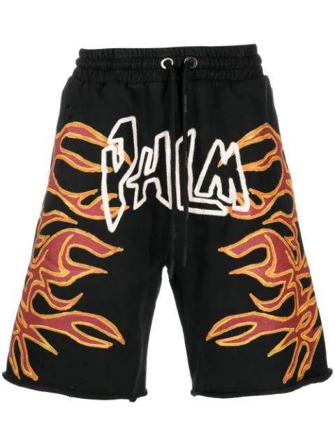 Graffiti Flames logo-print shorts by PALM ANGELS
