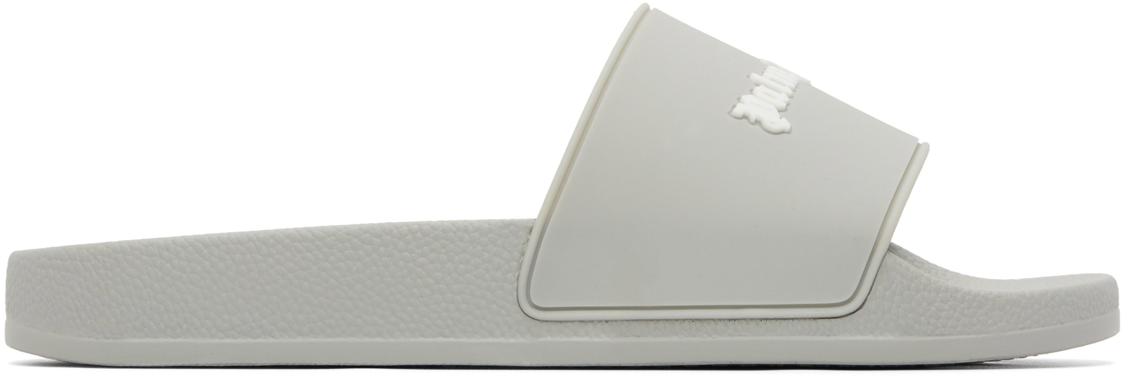 Gray Classic Logo Pool Slides by PALM ANGELS