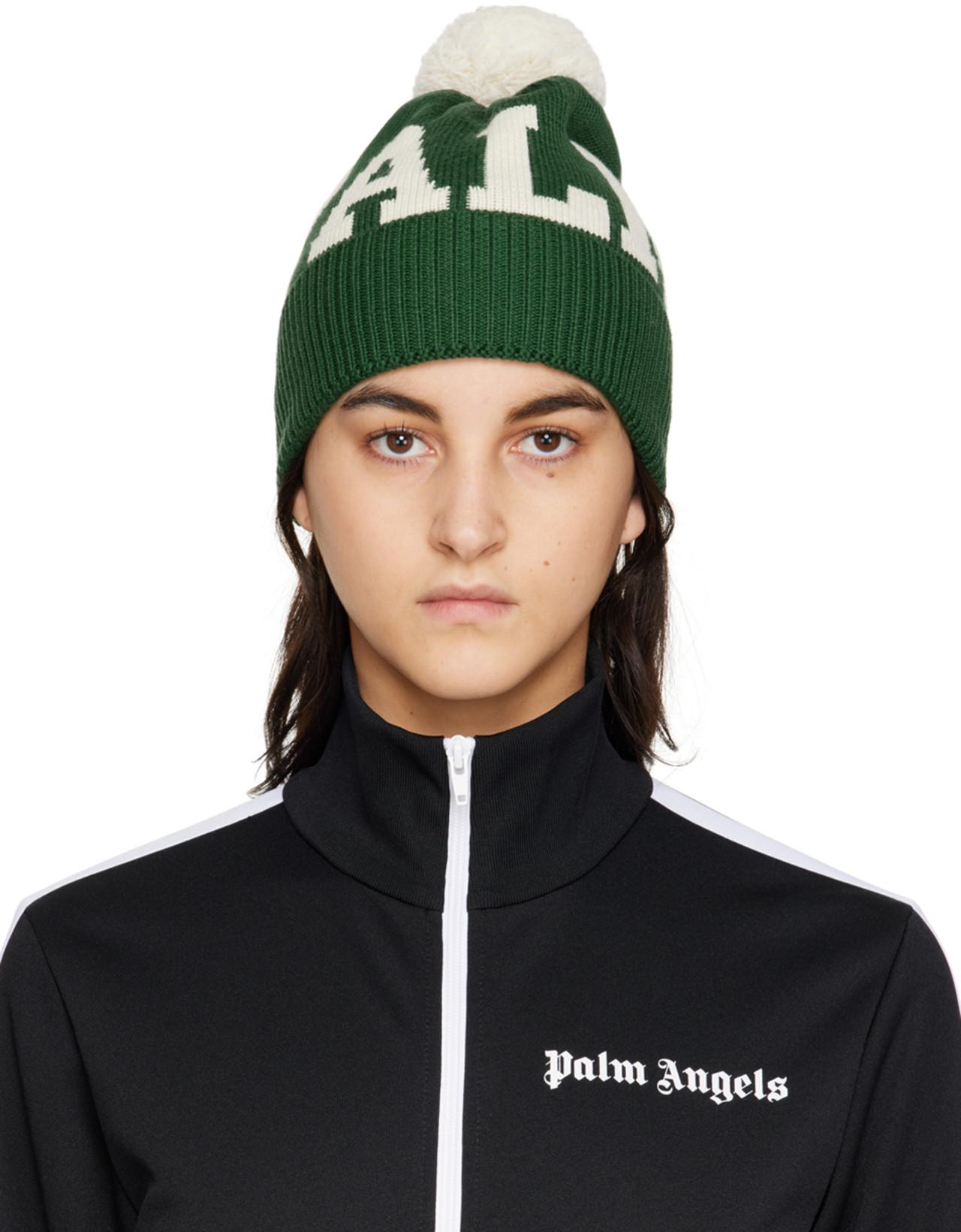 Green Pom Pom Beanie by PALM ANGELS