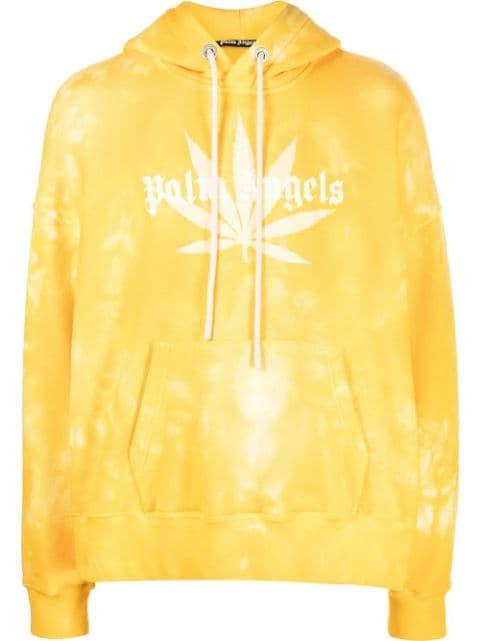 Leaf tie-dye logo-print hoodie by PALM ANGELS