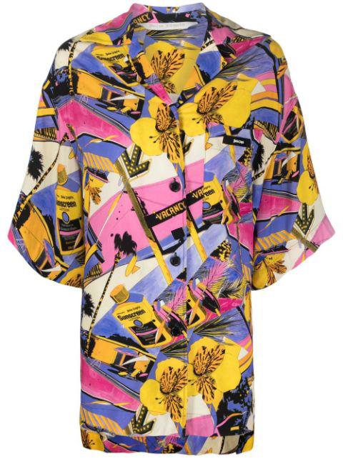 Miami graphic-print bowling shirt by PALM ANGELS